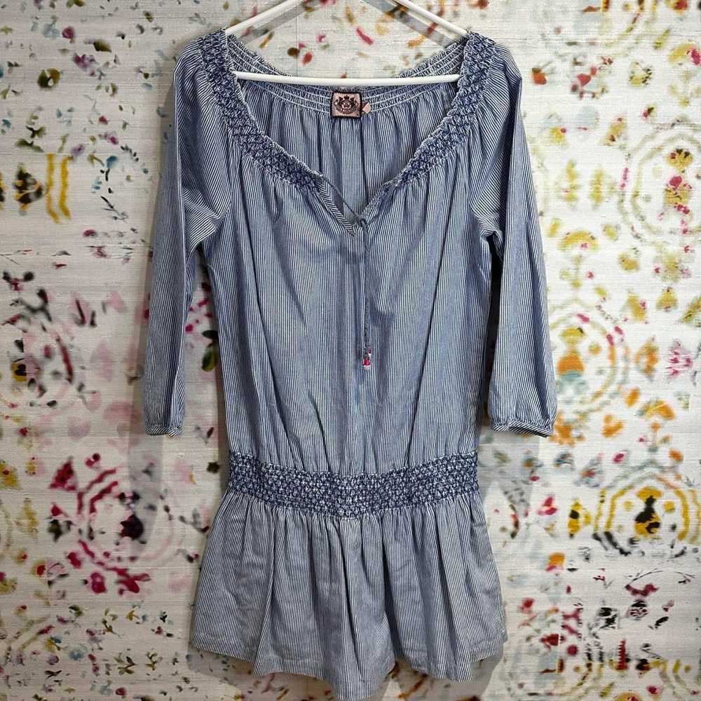 Blue Striped Smocked Dress